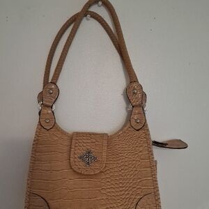 Elegant Tan Crocodile-Embossed Women's Bag